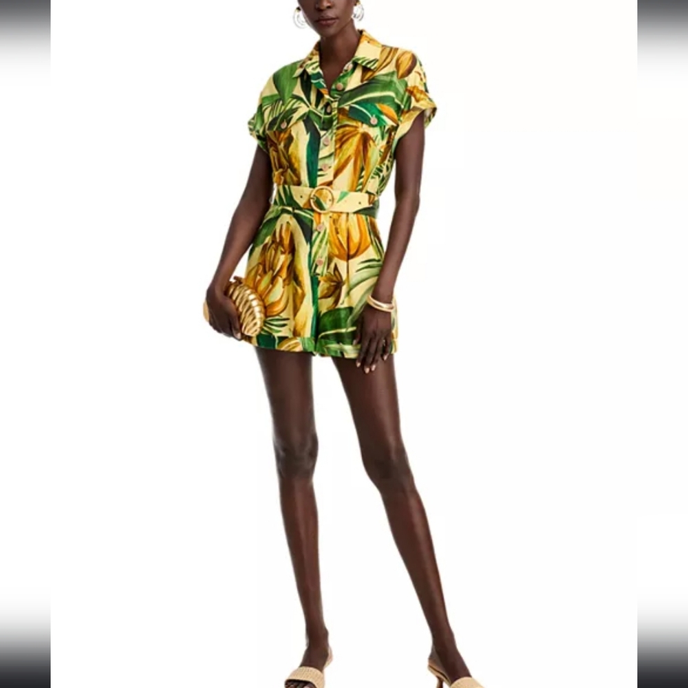 FARM Rio Green and Yellow Tropical Jumpsuit